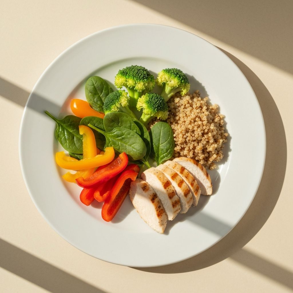 Artfully arranged balanced meal with diverse nutrients