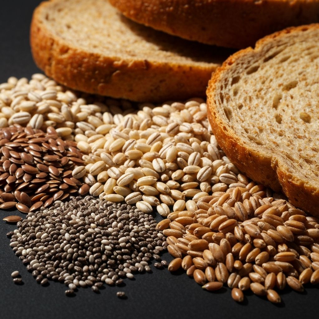Whole grains and fiber-rich foods with dramatic lighting